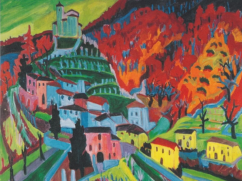 1893-Hermann Scherer - Mendrisiotto con la chiesa di Obino, 1926